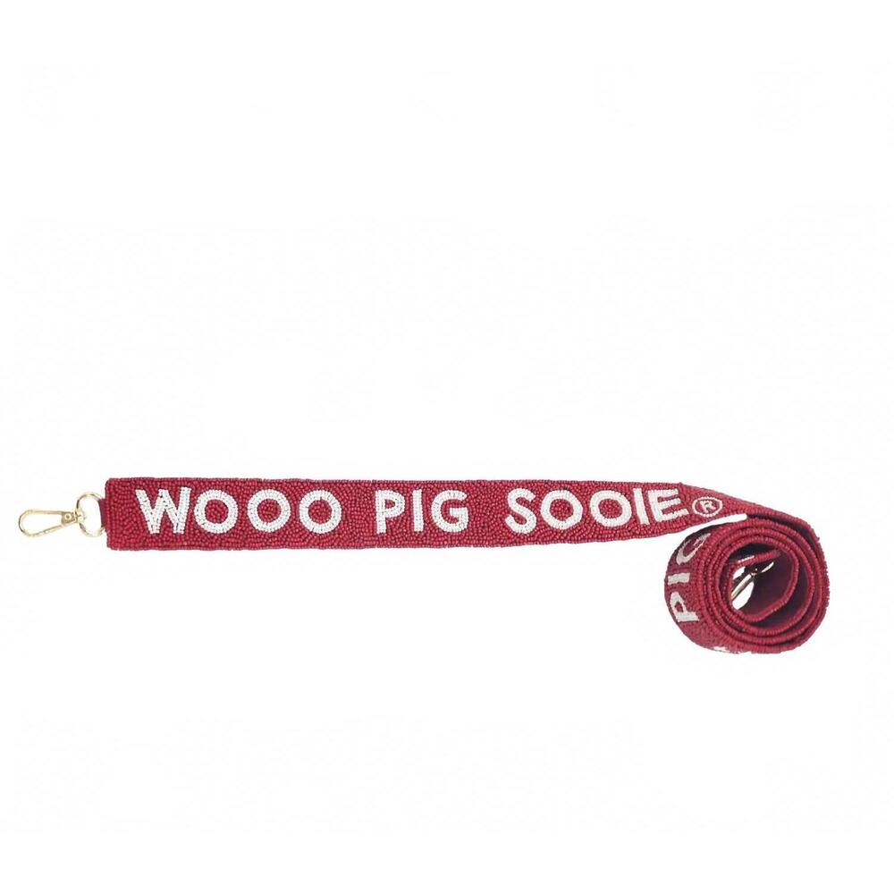 NEW LA CHIC DESIGNS women's arkansas woo pig sooie beaded bag strap in red